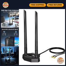 Tri-Band WiFi Antenna 2.4GHz 5GHz 6GHz 5dBi SMA Male Magnetic Base 6.6ft Cable picture