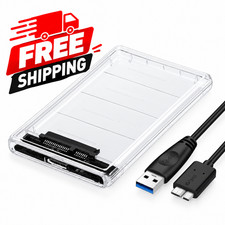 2.5 SATA to USB 3.0 Clear Hard Drive Enclosure External HDD SSD Case Tool Free picture