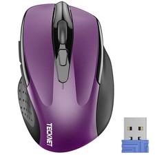 TECKNET Wireless Mouse, 2.4G Ergonomic Computer Mouse, 2600 DPI, Purple picture