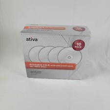 Ativa Printable CD-R With Slim Jewel Cases 52 X 700mb 80 Min 10 Pack -NEW SEALED picture