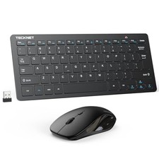 TECKNET Mini 2.4GHz Wireless Keyboard Mouse Combo Black Silent 1600 DPI USB picture