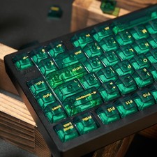 Green Crystal Clear Cherry Profile Keycaps Set 156 Keys Backlit Board Set picture