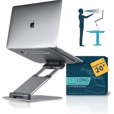 Lifelong Ergonomic Adjustable Laptop Stand for Desk, Extra Tall 20” Height Alumi picture