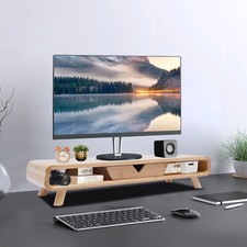 24 Bamboo Monitor Stand & Back Baffle Drawer Desktop Stand Riser 4.5 Height picture
