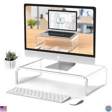 Sleek Clear Acrylic Monitor Stand Riser - Stylish Desk Elevation for Workspaces picture