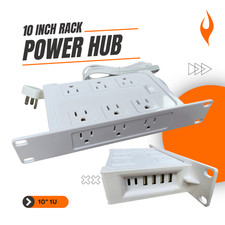 1U 10-Inch Rack Mount Power Hub 6/12 Outlet PDU with USB-A & USB-C Ports Homelab picture