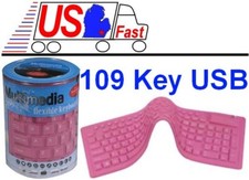 109 key Spill-proof Fold/Foldable/Folding+Flexible portable Keyboard USB {PINK picture