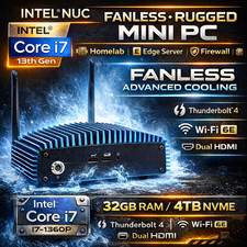 NEW Simply INTEL NUC Rugged FANLESS NUC13ANHi7 i7 Mini PC 32GB 4TB SSD Win11Pro picture