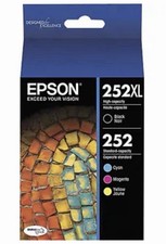 Epson Genuine 252XL Black 252 CMY Ink T252XL-BCS 2027 Sealed Cartridges No Box picture