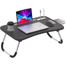 Laptop Tray Lap Desk Stand Foldable Bed Table Notebook Tray Cup Slot Adjustable picture