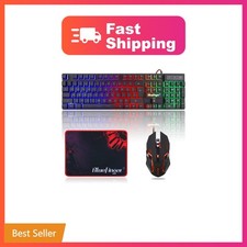BlueFinger RGB Gaming Keyboard and Backlit Mouse Combo, USB Wired, LED Gaming... picture