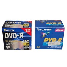 Lot of 20 DVD-R Video Recordable Disks 4.7GB 120min Cases New Fujifilm Memorex picture