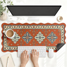 Scalloped Desk Mat Gaming Mouse Pad, Boho Aztec, 35.4