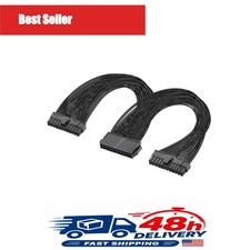 GELRHONR 24-Pin ATX Dual PSU Splitter Cable 20+4 Pin Y Adapter 1ft Black picture