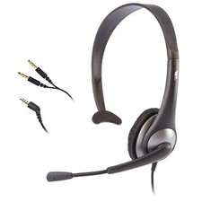 Cyber Acoustics AC 104 Mono Headset Gray 3.5mm Classroom Headphones with Mic picture