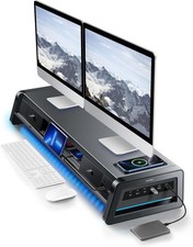 Dual Monitor Riser Stand w/ Drawers & USB Ports picture