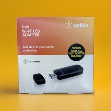 BELKIN N150 WIRELESS USB ADAPTER 150Mbps FOR DESKTOP LAPTOPS, NEW SEALED picture