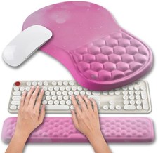 Sweet Pink 2in1 Ergonomic Memory Gel Keyboard & Mouse Wrist Rest Set picture