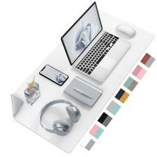 Double-Sided PU Leather Desk Pad Non-Slip Large Mouse Pad 23.6x13.7 In White picture