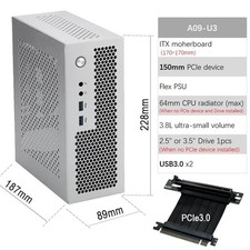 ARSYLID A09 3.8L Mini-ITX Case Flex PSU PCIe Riser 2.5