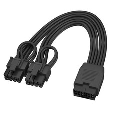 12VHPWR Cable Extension, 16 Pin12+4 Female to Dual PCIe 8 Pin6+2 Male GPU, PS... picture
