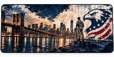 New York City Baseball Desk Mat, Skyline Bridge Extended Mouse Pad for Gaming picture