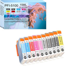 PFI-5100 Ink Cartridge 10-Pack with Smart Chip for Canon imagePROGRAF PRO-310 picture