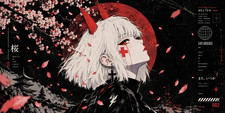 Dark Anime Oni Girl Desk Mat Mouse Pad | 2 Sizes | Sakura Japanese Art. picture