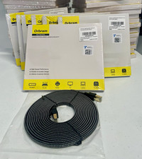 New 2-pack of Braided Ethernet Cable 20 ft Black RJ-45 Male to Male picture