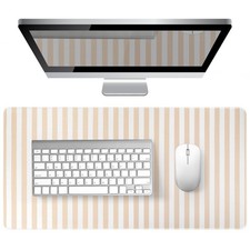 Beige Striped Large Desk Mat Keyboard Mouse Pad Computer Protector Mat picture