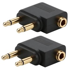 EZYUMM 2-Pack Airplane Headphone Adapter, Dual 3.5mm Male to Black picture