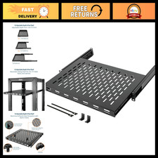 Sliding Rack Shelf 1U Vented 13.8in Deep Adjustable Mount for AV/Network Equipme picture