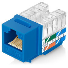 Everest 90 Degree RJ45 Cat6 Keystone Jacks Slim Profile 100-Pack Blue picture