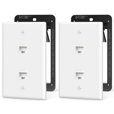 VCE UL Listed Ethernet Wall Plate CAT6 2-Port with Bracket, White 2-Pack | UL... picture
