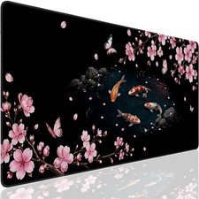 CFMSFKEJI Large Gaming Mouse Pad, Cherry Blossom Koi Fish, Size 35.4 x 15.7 picture