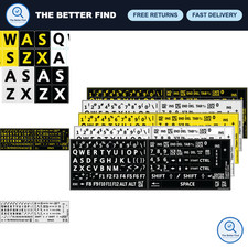 Large Print Keyboard Stickers - 5 Colors Black Yellow White Gray - US English Le picture