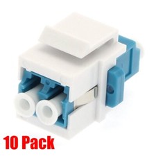 10x LC/UPC Keystone Duplex Single Mode Fiber Optical Jack Insert Coupler Blue picture