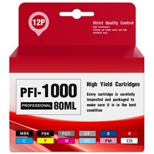 12 Pack PFI-1000 Ink 80ml for Canon imagePROGRAF PRO-1000 Compatible Cartridge picture