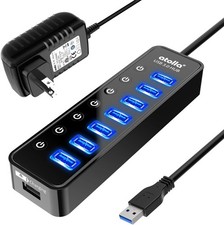 8Port USB 3.0 Powered Data Hub Splitter Smart Charging Port 5V/4A PC Mac picture