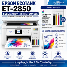 Epson EcoTank ET-2850 Sublimation Printer Bundle + Sublimation Paper   *READ* picture