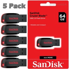SanDisk Cruzer Blade 64GB USB 2.0 Flash Drive Thumb Memory Stick Lot Pack of 5 picture