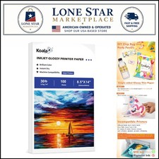 Professional-Grade Glossy Inkjet Printer Paper 8.5x14 - 100 Sheets, DYE INK Only picture