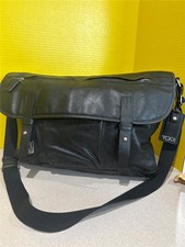 TUMI 2 Way Shoulder Black Cowhide Leather Messenger Bag 6817 picture
