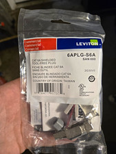 Leviton 6APLG-S6A Cat 6a Shielded Tool-Free RJ45 Female Plug, Gray picture