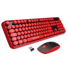 FOPETT Wireless Keyboard and Mouse Combo, 104 Keys FullSized 2.4 GHz Round Ke... picture