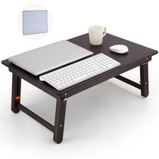 Foldable Laptop Desk, 25.6 Inch Bed Tray Table, Black Walnut picture