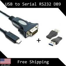 3ft USB 3.0 & USB-C to RS232 Serial Cable Adapter DB9 Male FTDI Chipset Type-C picture