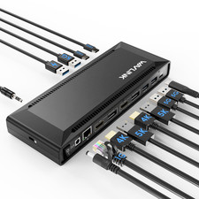 Dual DP 5K DisplayLink Docking Station 2 Monitors 100W Power Delivery RJ45 2HDMI picture