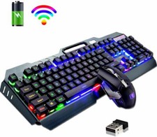 K670 Rainbow Backlit Wireless Gaming Keyboard and Mouse Sets for PC Mac PS4 Xbox picture