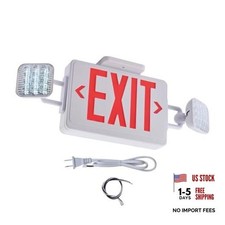 Red Exit Sign with Emergency Square Heads + Red EXIT White Housing +Red EXIT picture